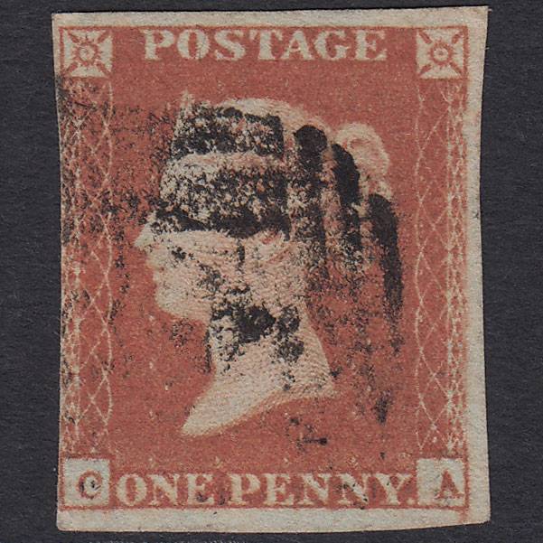 GB QV 1841 1d Red-brown (Plate 91) SG8-B1(1) CA GU nr 4 Margins