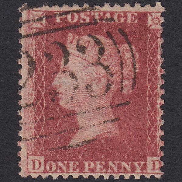 GB QV 1857 1d Deep Rose-red (Plate 60) SG41-C10(4) DD FU Darlington 233 Misperf