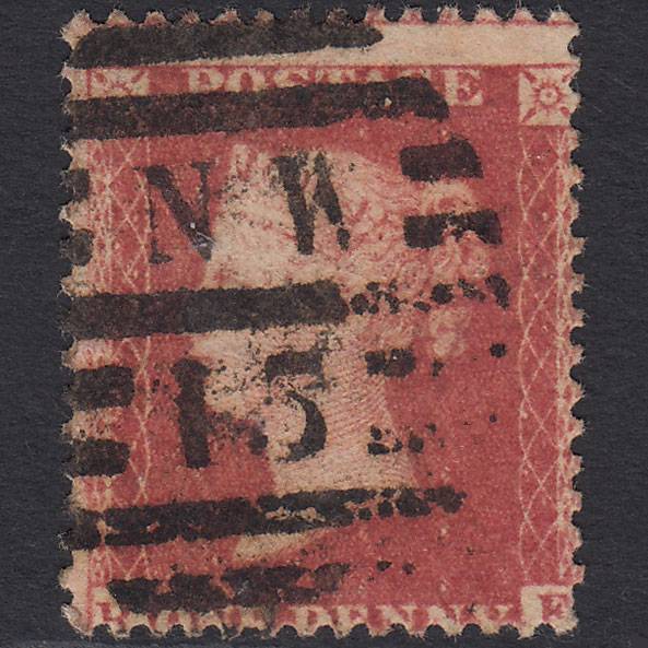 GB QV 1857 1d Rose-red Pl 60 SG40-C10(1) RF GU London D&S NW15 Misperf