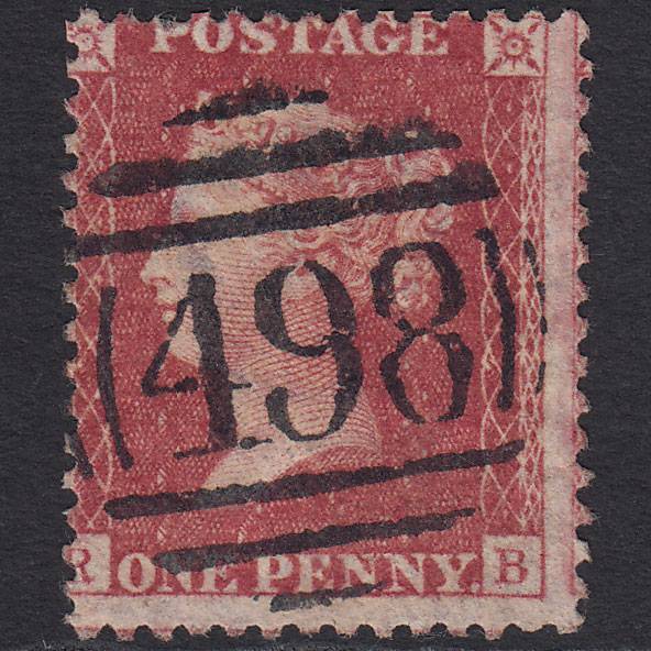 GB QV 1857 1d Rose-red Pl 43 SG40-C10(1) RB GU Manchester 498 Misperf