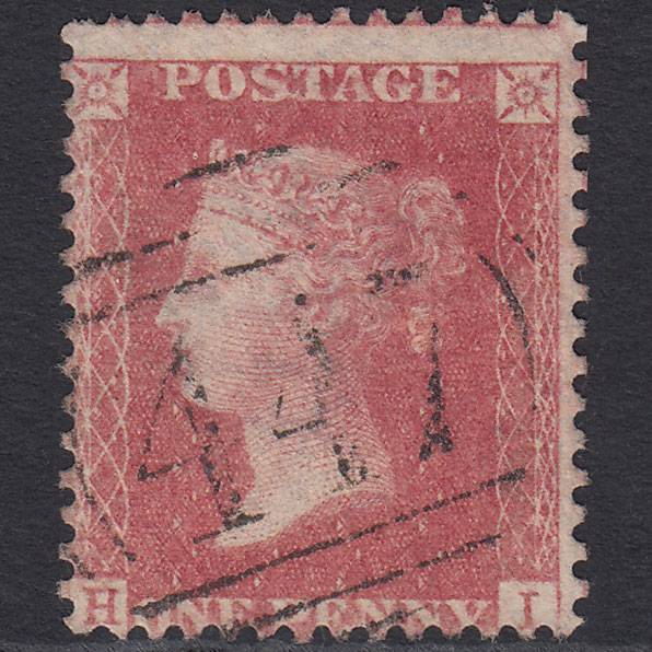 GB QV 1857 1d Rose-Red Transitional (Plate 52) SGC9A(3) HI FU Leeds 447