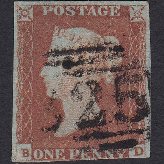 GB QV 1841 1d Red-brown (Plate 85) SG8-B1(1) BD GU 3 Margins
