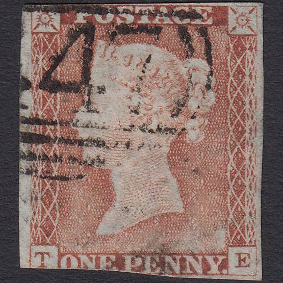GB QV 1841 1d Pale Red-brown Pl 35 SG9-B1(3) TE GU Extreme Plate Wear