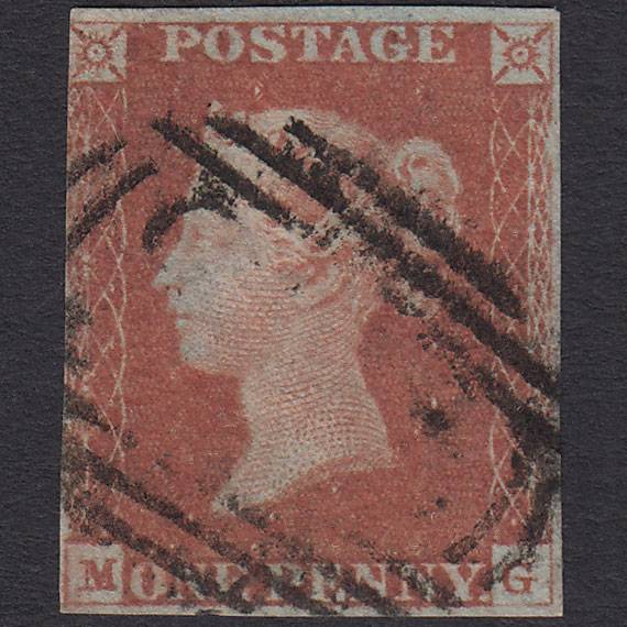 GB QV 1841 1d Red-brown (Plate 73) SG8-B1(1) MG FU nr 4 Margins