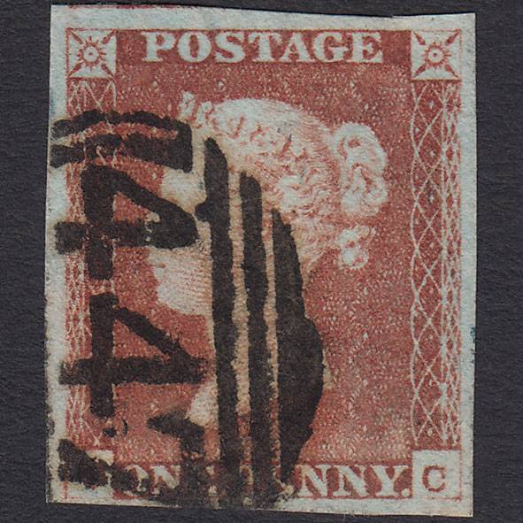 GB QV 1841 1d Pale Red-brown Pl 65 SG9-B1(3) OC FU 4 Margins Leeds 447