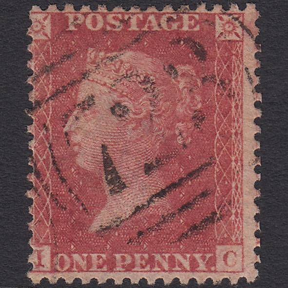 GB QV 1857 1d Rose-red Pl 49 SG40-C10(1) IC FU Southampton 723 Misperf