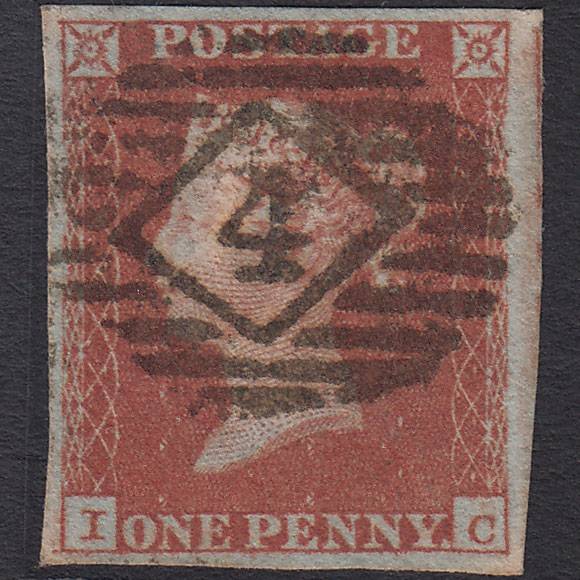 GB QV 1841 1d (Plate 121) SG8-B1(1) IC FU 4 Good Margins London IS 4