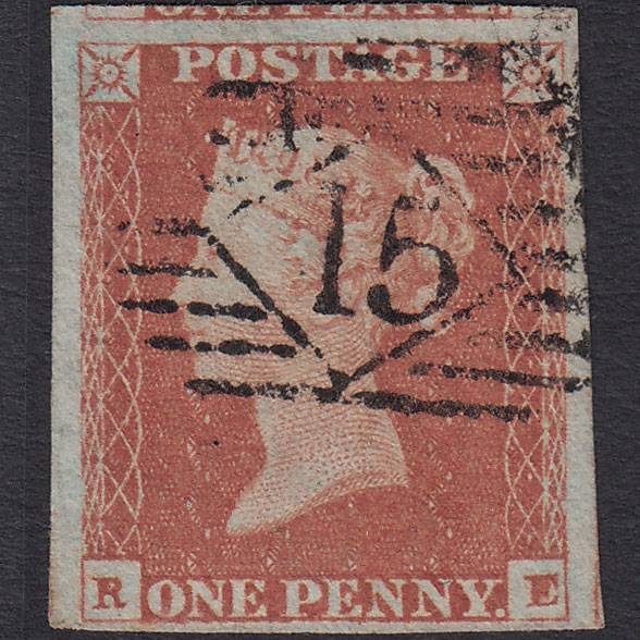 GB QV 1841 1d Pl 80 SG8-B1(1) RE FU 4 Good to Huge Margins London IS 15