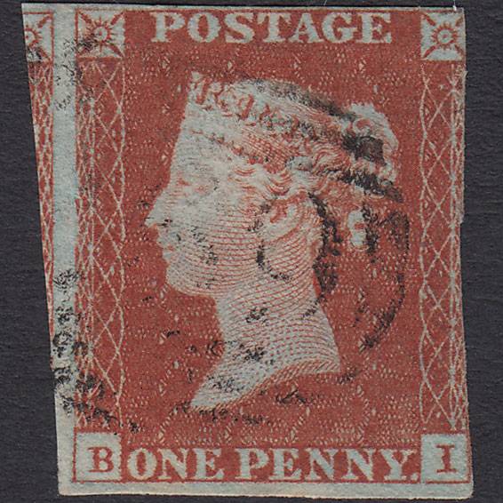 GB QV 1841 1d Red-brown (Plate 46) SG8-B1(1) BI GU 3 Margins