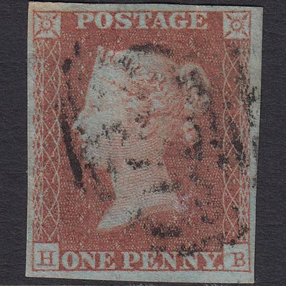 GB QV 1841 1d Very Blued (Plate 120) SG8a-B1(2) HB FU 4 Margins