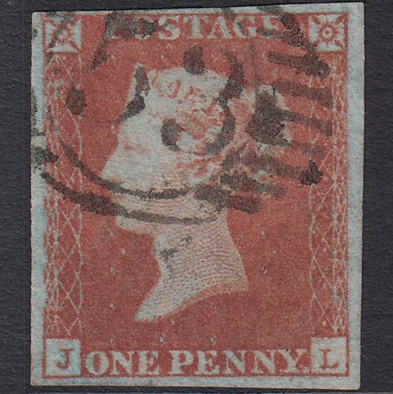 GB QV 1841 1d Red-brown (Plate 105) SG8-B1(1) JL FU 4M London D&S Cancel