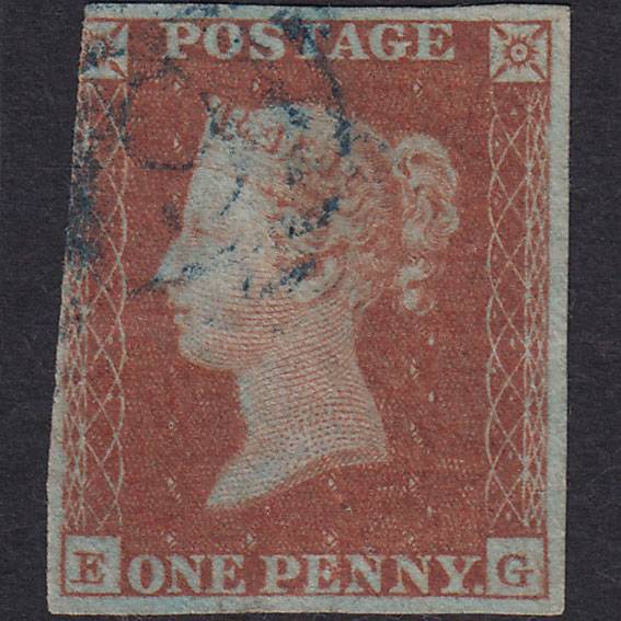 GB QV 1841 1d Red-brown (Plate 110) SG8-B1(1) EG GU 3 Margins Blue Cancel