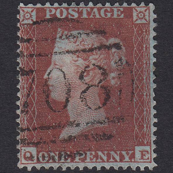 GB QV 1854 1d Plum Plate 183 SG17-C1(4) QE VFU Shrewsbury 708 Spoon