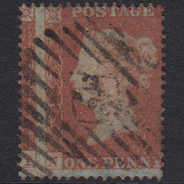 GB QV 1854 1d Red-Brown Plate 172 SG17-C1(1) NJ FU London Huge Misperf