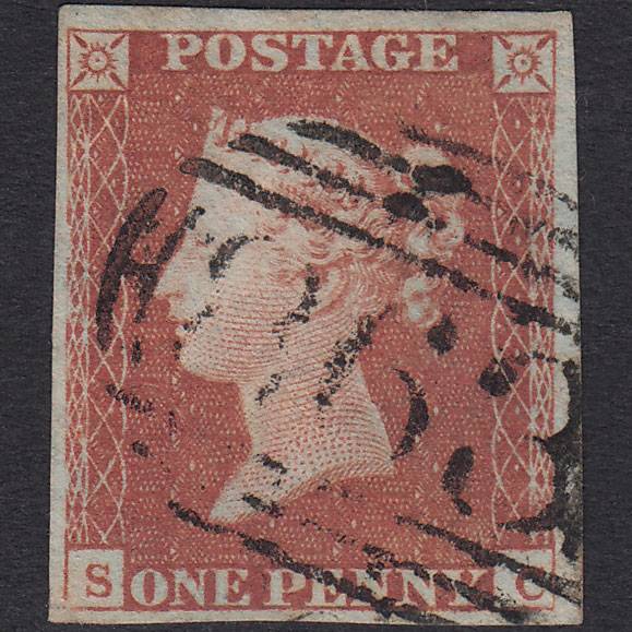 GB QV 1841 1d Red-Brown Plate 86 SG8-B1(1) SC FU 4 Margins Wells 863