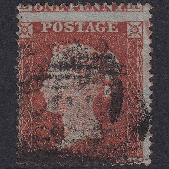 GB QV 1854 1d Red-Brown Plate R2 SG17-C1(1) CK GU Large Misperf