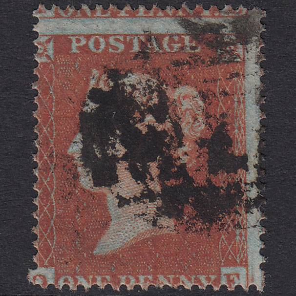 GB QV 1854 1d Red-Brown Plate 186 SG17-C1(1) QE GU Misperf