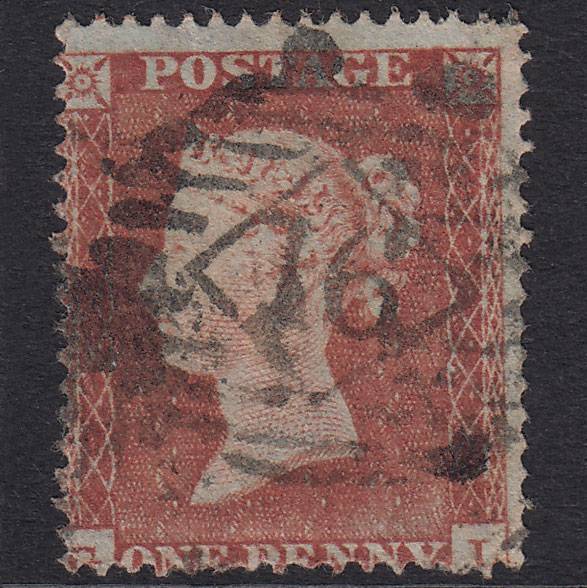 GB QV 1854 1d Red-Brown Plate 164 SG17-C1(1) GL GU Worn Impression
