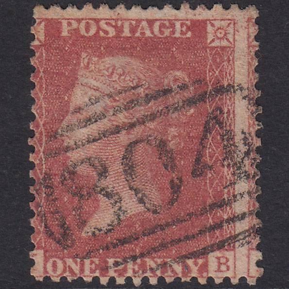 GB QV 1857 1d Rose-Red SG40-C10(1) ?B FU Topsham 804 Misperf