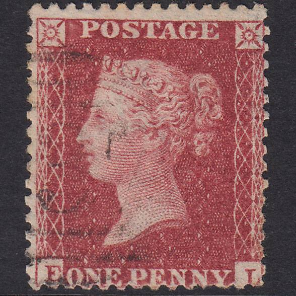 GB QV 1857 1d Deep Rose-Red Plate 52 SG41-C10(2) EL GU Light Cancel