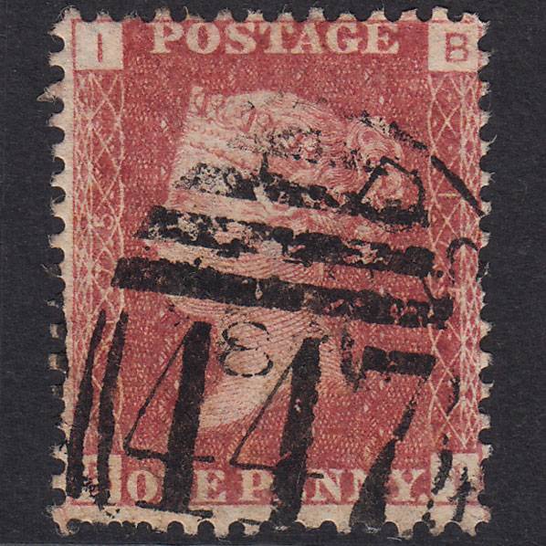 GB QV 1864 1d Lake-Red Plate 175 SG44-G1(2) BI GU Leeds 447