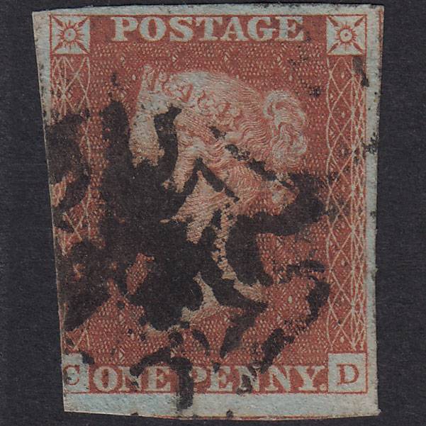 GB QV 1841 1d Red-Brown Plate 35 SG8-B1(1) CD GU Maltese Cross