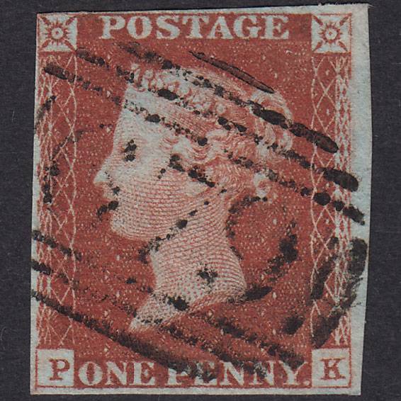 GB QV 1841 1d Red-Brown Plate 61 SG8-B1(1) PK FU 4 Margins St Helens 679