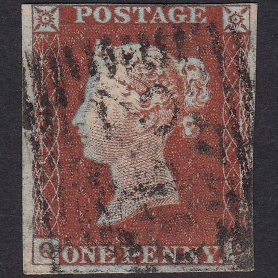 GB QV 1841 1d Red-Brown Plate 50 SG8-B1(1) QD GU 4M Mauchline 242