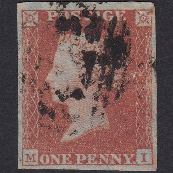 GB QV 1841 1d Red-Brown Plate 123 SG8-B1(1) MI GU 4 Good Margins
