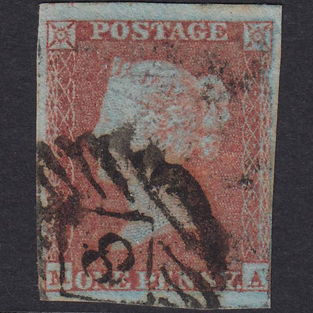 GB QV 1841 1d Very Blued Plate 112 SG8A-B1(2) MA GU 4 Margins London IS 8