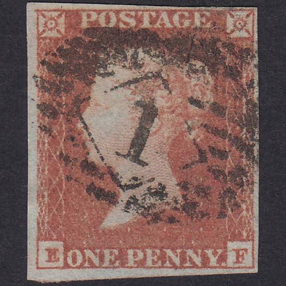 GB QV 1841 1d Red-Brown Plate 97 SG8-B1(1) EF GU 4 Margins London IS 1
