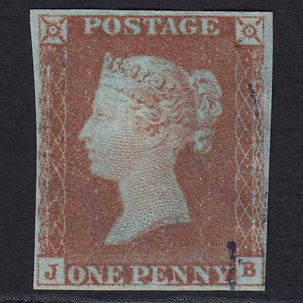GB QV 1841 1d (Plate 69) (SG8) 'JB' FU 4M Imperf V Light Violet Cancel