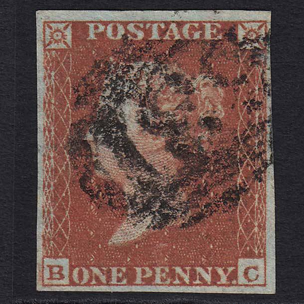 GB QV 1841 1d Red-brown (Plate 149) (SG8) 'BC' GU 4 Margins