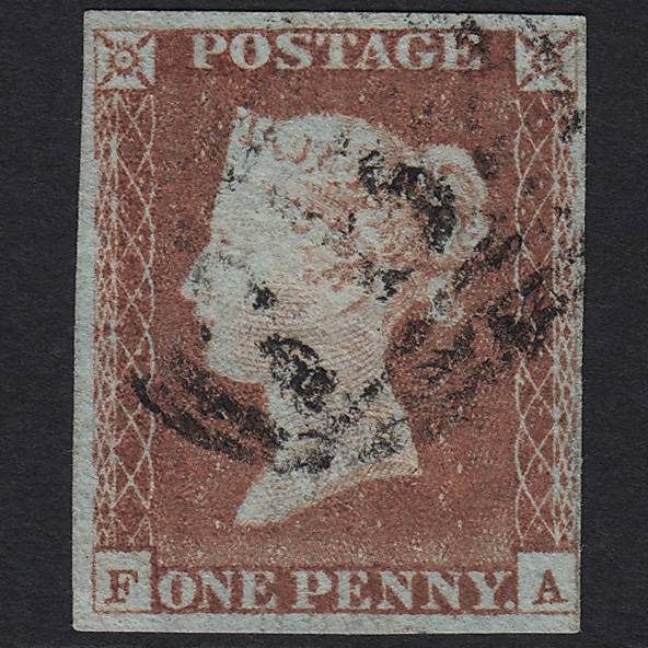 GB QV 1841 1d Red-brown (Plate 73) SG8-B1(1) FA FU 4 Margins