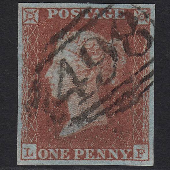 GB QV 1841 1d Red-brown Pl 112 SG8-B1(1) LF GU Manchester 498 4M Imperf