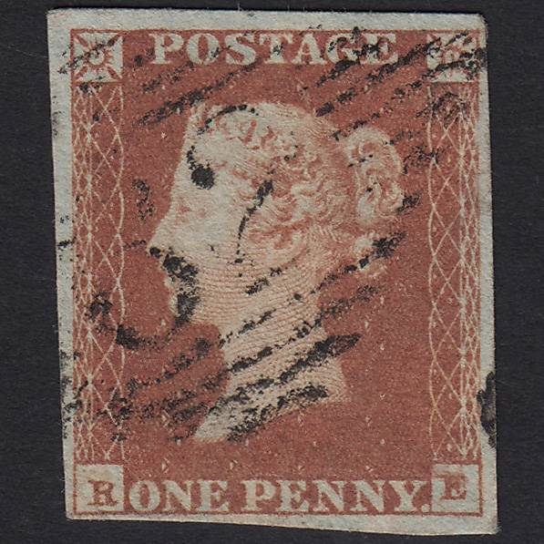 GB QV 1841 1d Red-brown (Plate 97) SG8-B1(1) RE FU Belfast 62 4 Margins