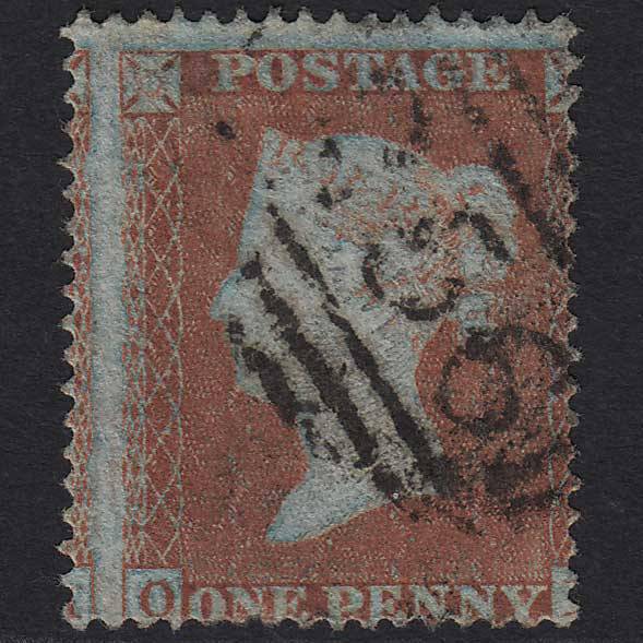 GB QV 1854 1d Red-brown SG17-C1(1) FU Blue Head on Reverse