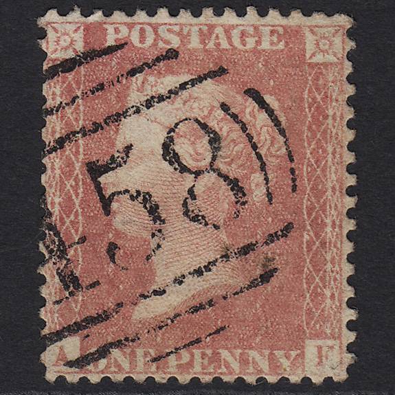 GB QV 1857 1d Pale Red (Plate 27) C9(3) AF FU Lincoln 458 Missing Imprimatur
