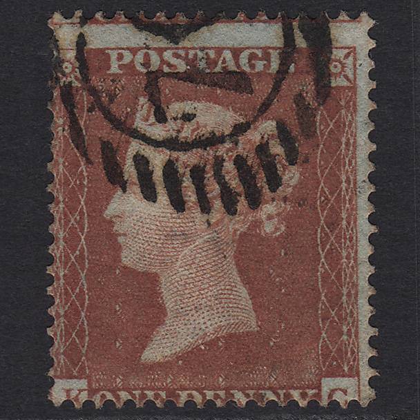 GB QV 1854 1d Red-brown (Plate 155) SG17-C1(1) KC GU London D&S Cancel Misperf