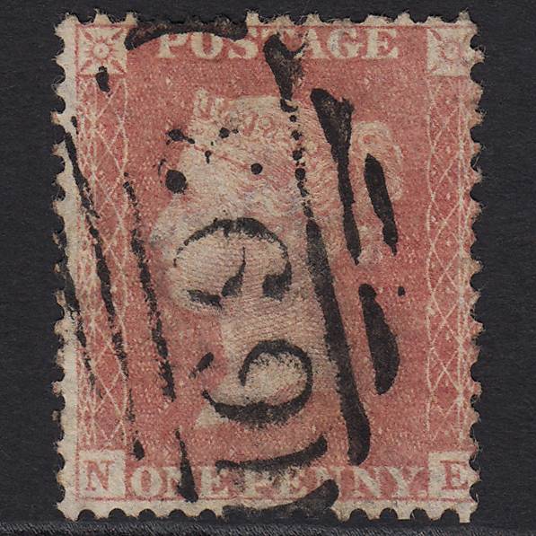 GB QV 1857 1d Pale Red Transitional (Plate 44) SGC9(3) NE FU Scarborough 693