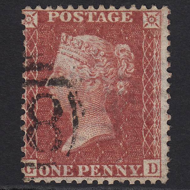 GB QV 1857 1d Rose-red (Plate 36) SG40-C10(1) GD FU Misperf