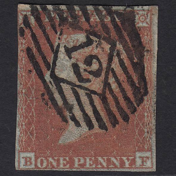 GB QV 1841 1d Red-brown Pl 119 SG8-B1(1) BF GU nr 4 Margins London IS 12