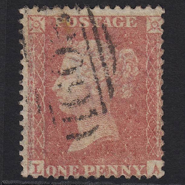 GB QV 1857 1d Pale Rose Transitional (Plate 38) SGC9A(1) LA GU
