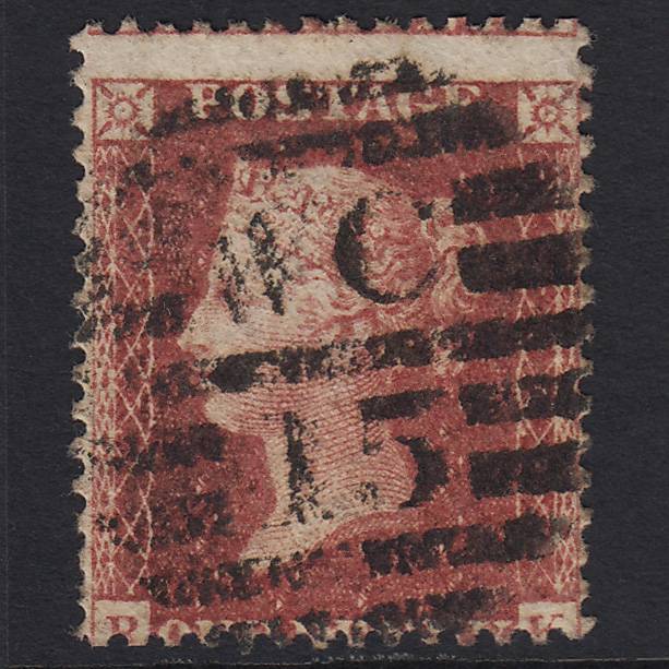 GB QV 1857 1d Rose-red (Plate 56) SG40-C10(1) RK GU London D&S WC15 Misperf