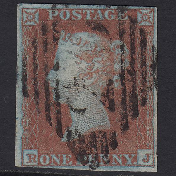 GB QV 1841 1d Very Blued (Plate 120) SG8a-B1(2) RJ FU 4M Imperf Ireland