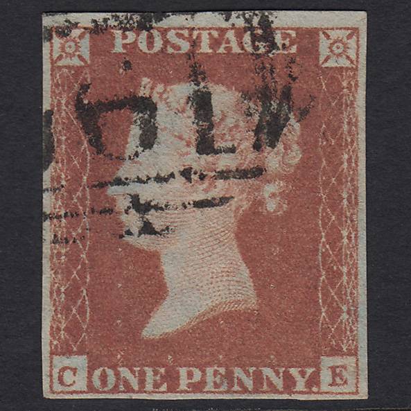 GB QV 1841 1d Red-brown (Plate 96) SG8-B1(1) CE FU 4 Margins