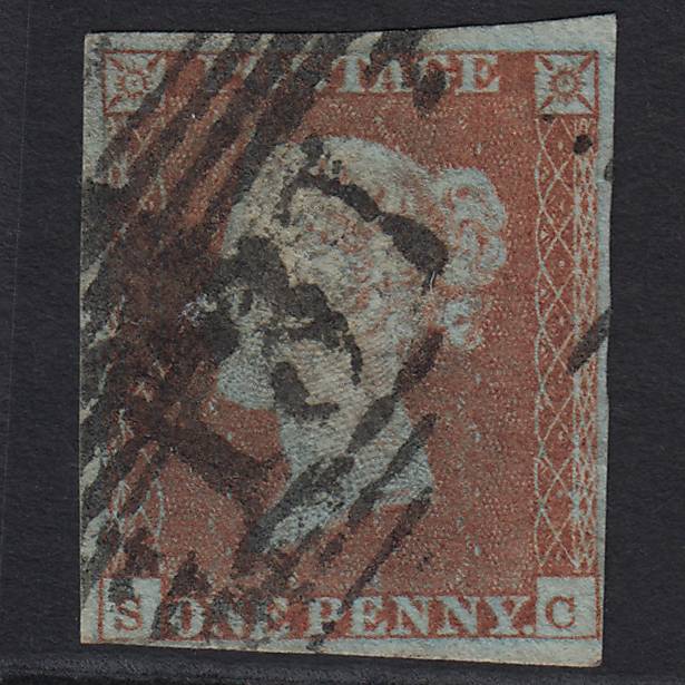 GB QV 1841 1d Red-brown (Plate 112) SG8-B1(1) SC GU 4 Margins Edinburgh 131