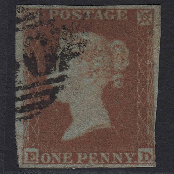 GB QV 1841 1d Red-brown (Plate 144) SG8-B2(1) ED GU 4 Margins