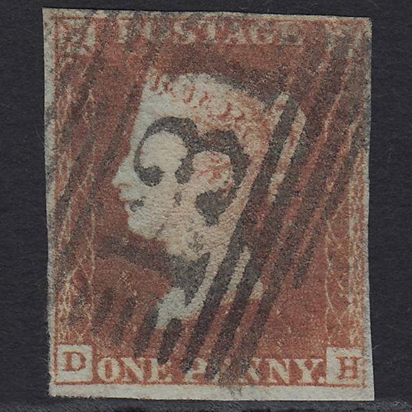 GB QV 1841 1d Red-brown (Plate 90) SG8-B1(1) DH GU 4 Margins Edinburgh 131