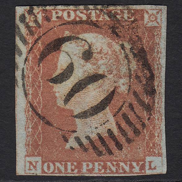 GB QV 1841 1d Red-brown Pl 69 SG8-B1(1) NL GU 4 Margins London D&S 60